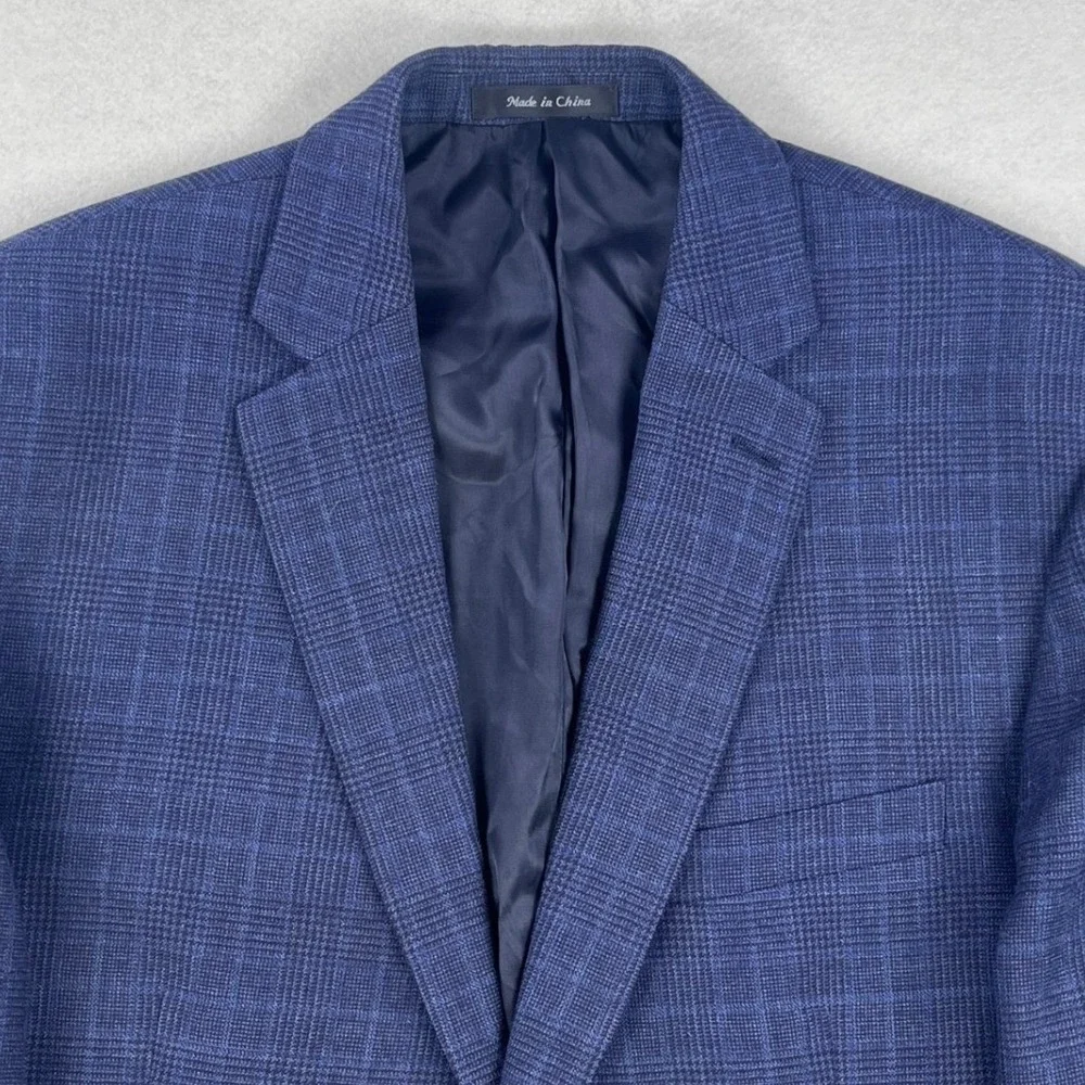 Lauren Ralph Lauren Mens 44R Blue Glen Plaid Wool 2-Button Blazer Sport Coat